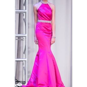Pink mermaid style evening gown